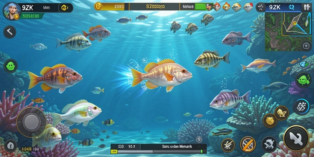 Gameplay seru dari 9ZK saat menembak ikan beragam.