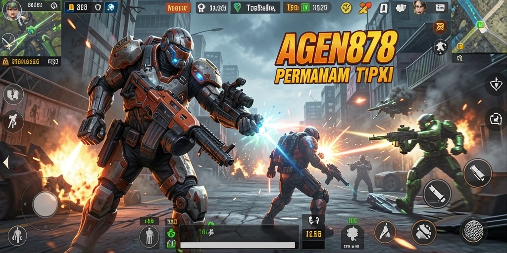 Screenshot AGEN878 menampilkan pertempuran intens dalam gaya TPS.