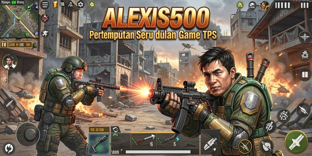 Gameplay seru ALEXIS500 yang penuh aksi di arena pertempuran.