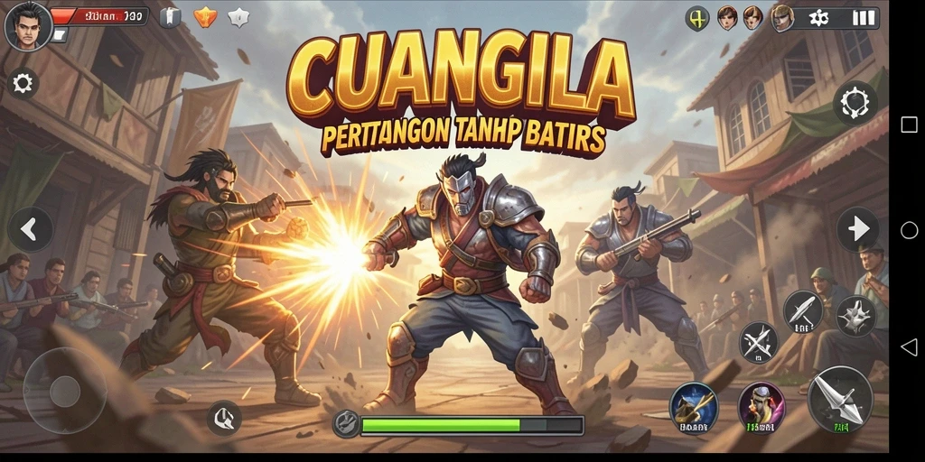 Tampilan gameplay CUANGILA dengan karakter beraksi dalam pertarungan sengit.