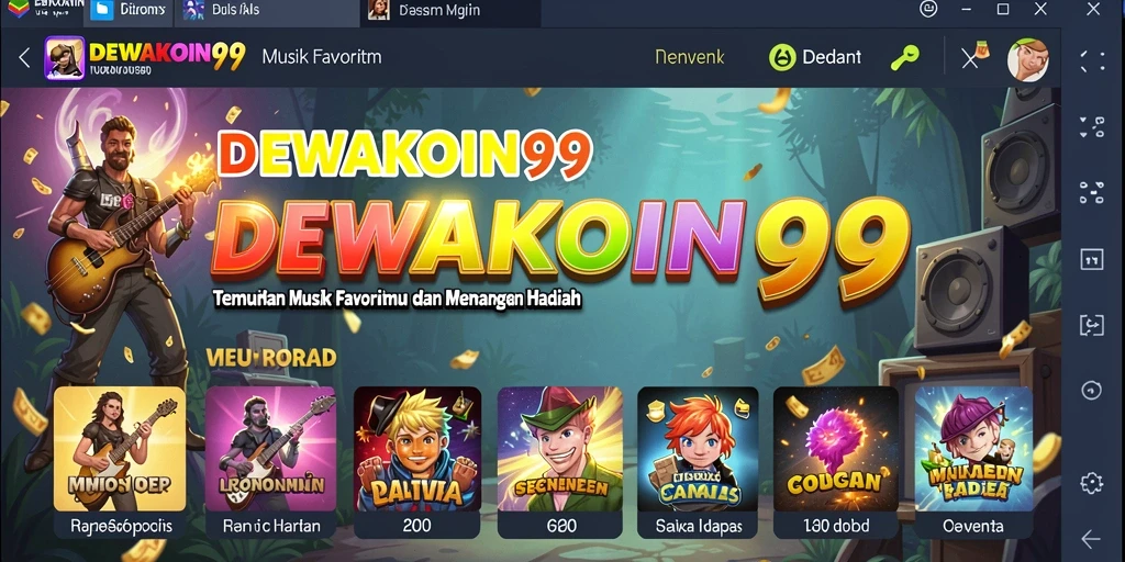 Tampilan gameplay DEWAKOIN99 yang seru dan penuh musik.
