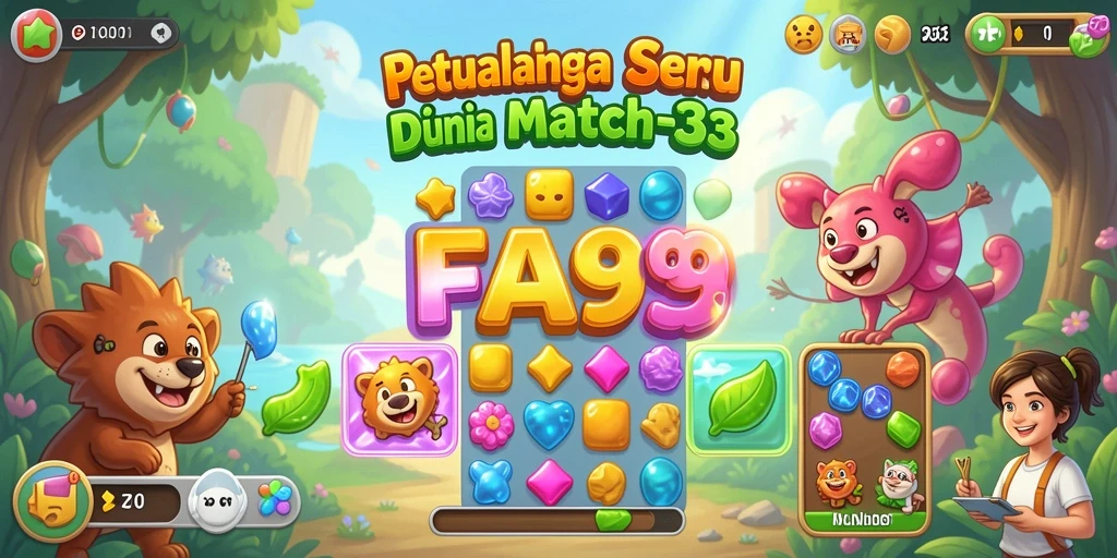 Tampilan gameplay seru FA99 dalam permainan Match-3 yang menantang.