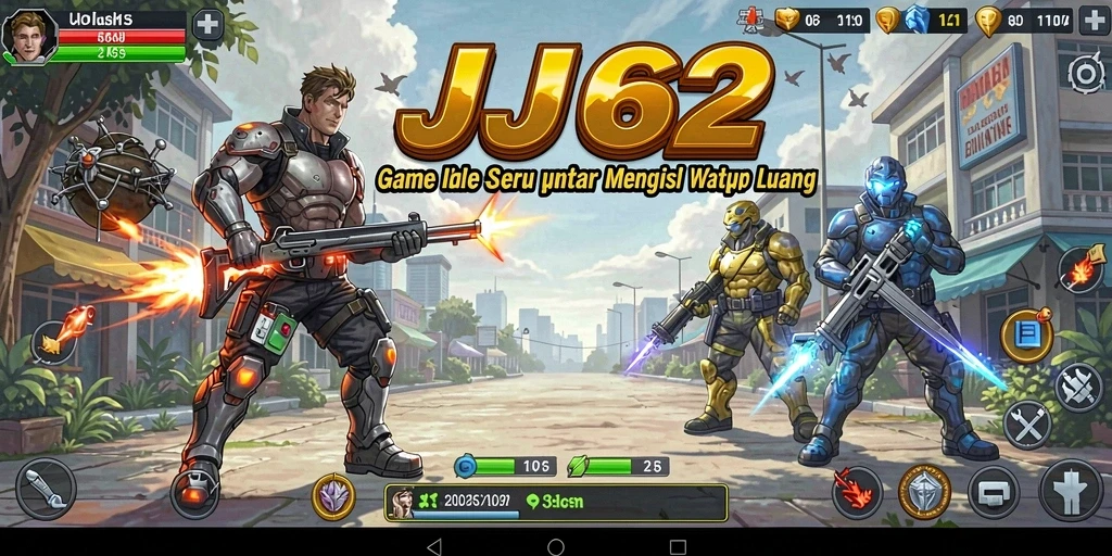 Tampilan gameplay <strong>JJ62</strong> menunjukkan kemajuan dan interaksi karakter dengan sumber daya.