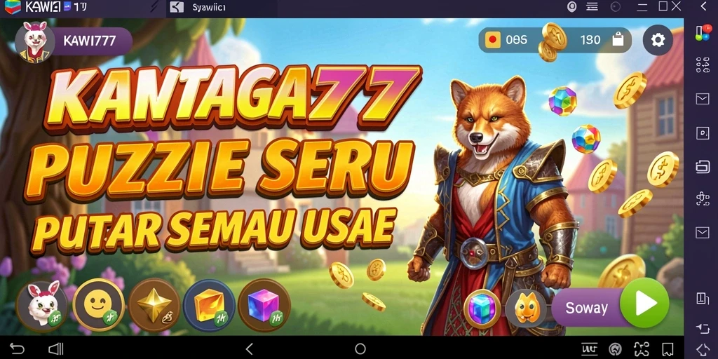 Tampilan gameplay KAWI777 yang penuh warna dan menantang.