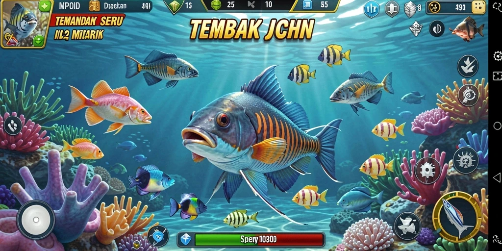 Screenshot game MPOID menampilkan aksi seru menangkap ikan.