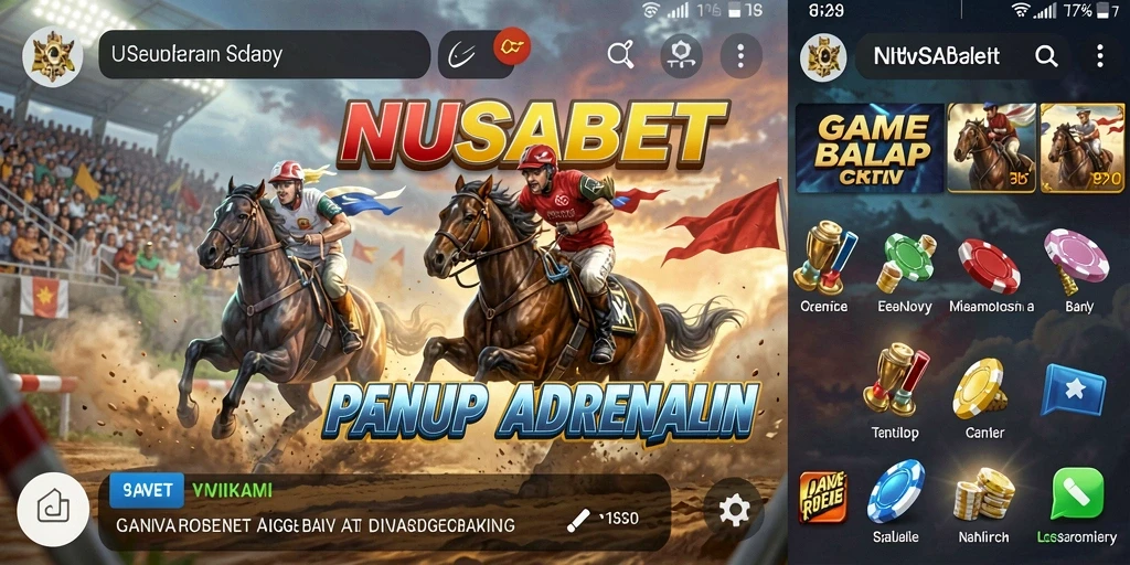 Gameplay seru dalam NUSABET dengan kendaraan balap yang mendebarkan.