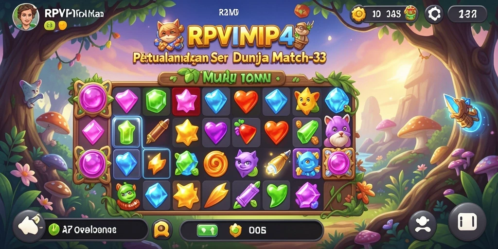 Gameplay seru dalam RPVIP4 dengan tantangan Match-3 yang menakjubkan.