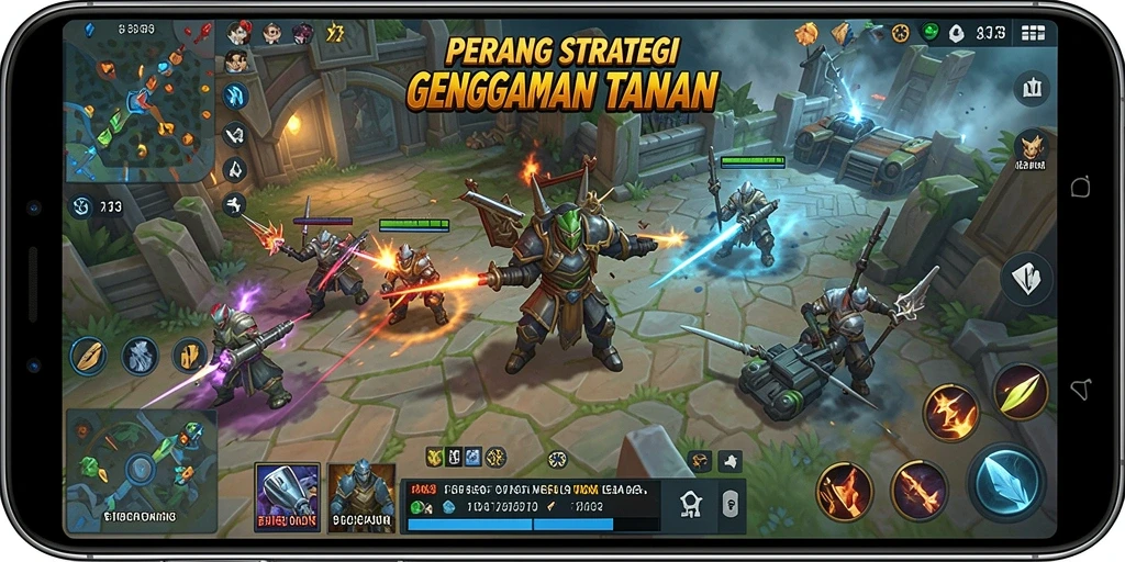 Screenshot gameplay S13 menunjukkan aksi pertempuran yang intens dan strategi real-time.